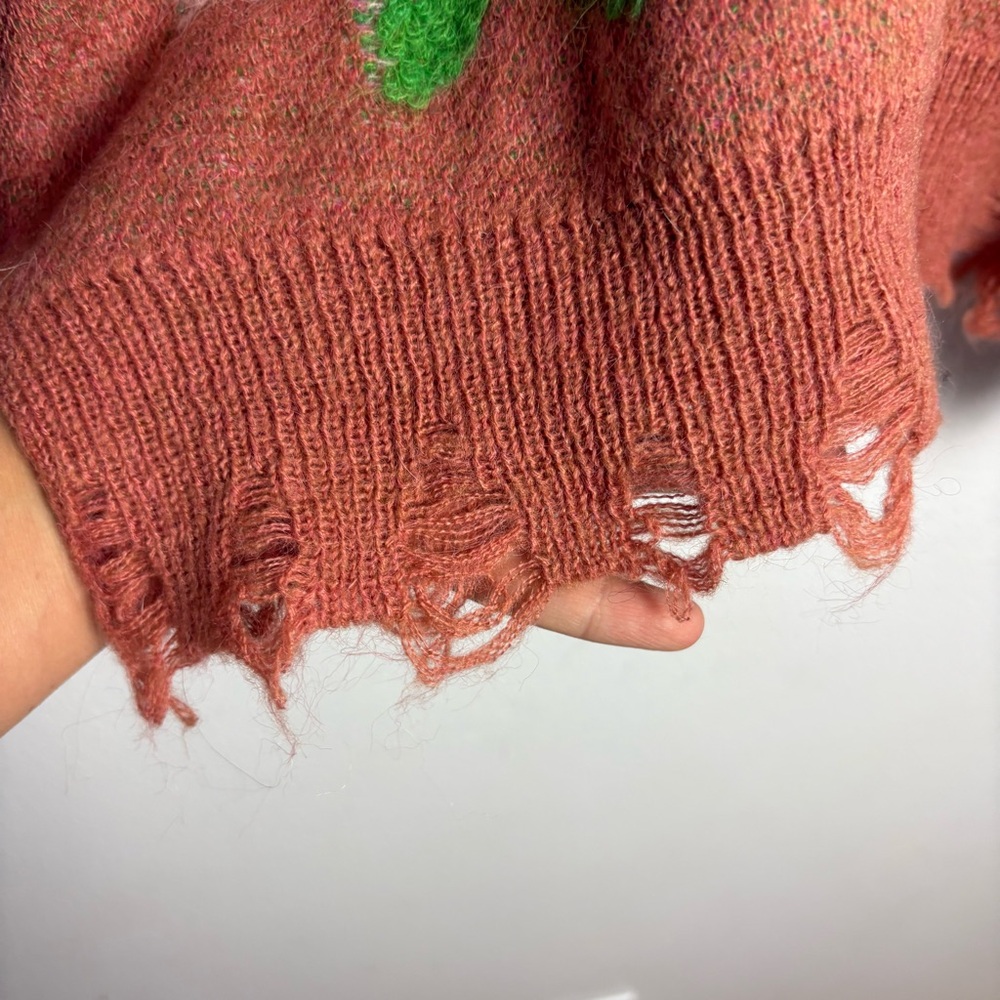 Anthropologie Floral Distressed Drop Shoulder Sweater Size Small - Picture 8 of 15